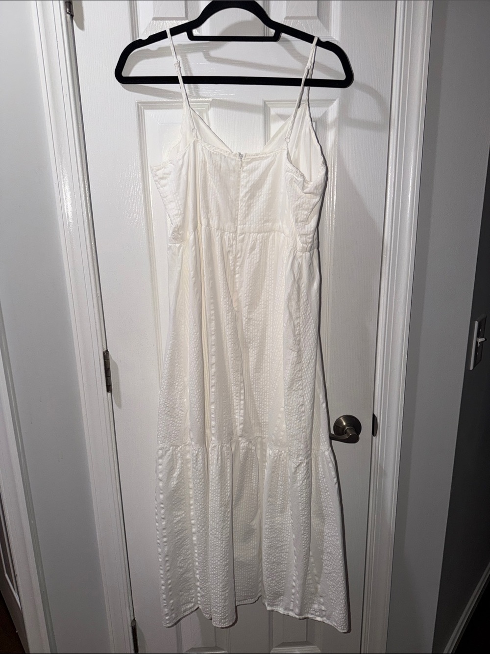 Elan Two Piece white dress with neutral khaki removable vest - Picture 6 of 9